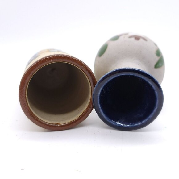 Mexican Tonala Pottery Vases 2 Hand-Painted Playa del Carmen Signed Vintage - Picture 11 of 14